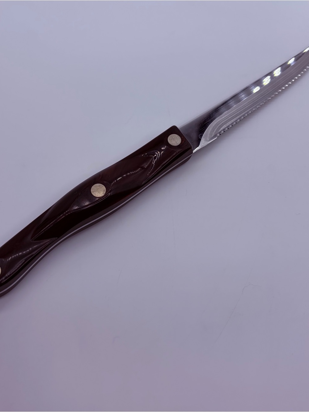 Cutco 1721 KR Knife Used Made In USA Dark Brown Wood Handle Serrated Trim